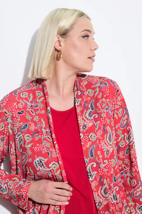 Jerseyjacke, A-Linie, Schalkragen, Langarm, pfauenblau