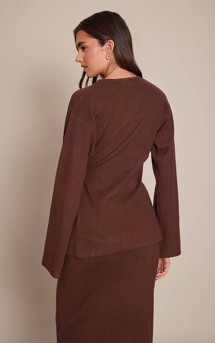 Chocolat Cardigan Cache-cœur À Manches Longues