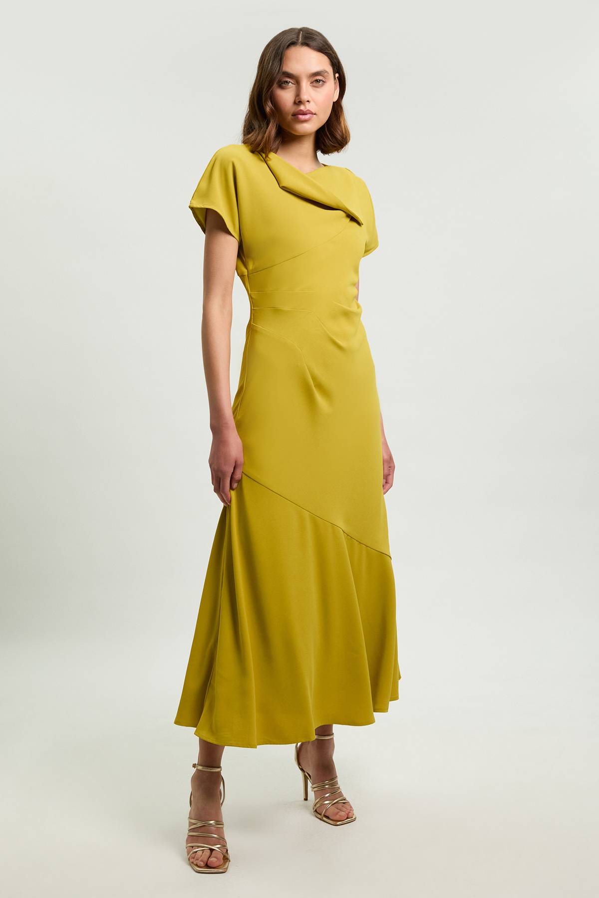 KarenMillen Robe Maxi Tissée À Manches Ange En Sergé Imprimé Coups De Pinceau