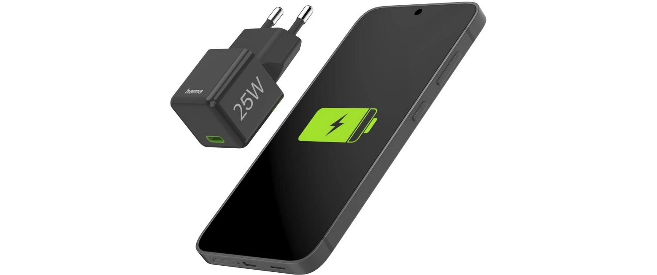 USB-Wandladegerät Mini-charger USB-C 25 W SchwarzSuper-Mini-GaN-Ladegerät USB-C