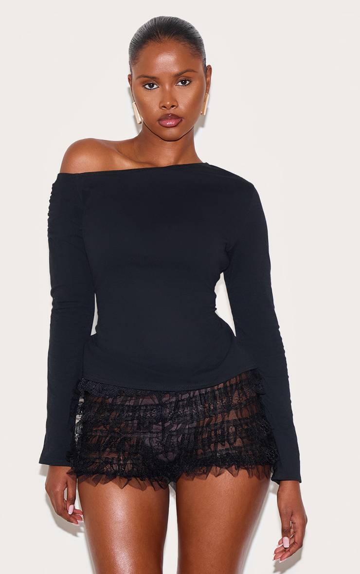 Noir Short Bloomer En Mesh À Volants