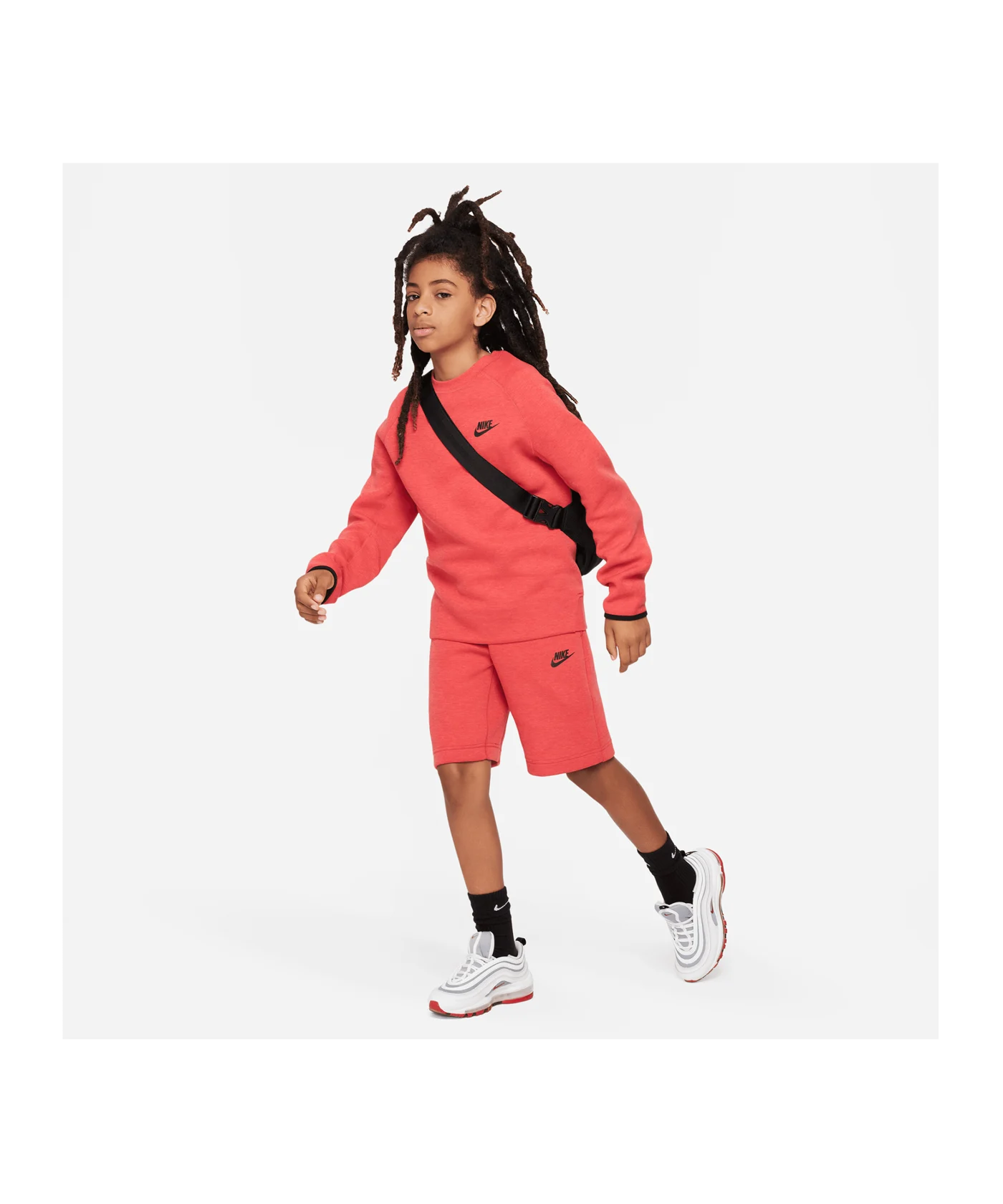 Nike Tech Fleece Short Kids Rot Schwarz F672