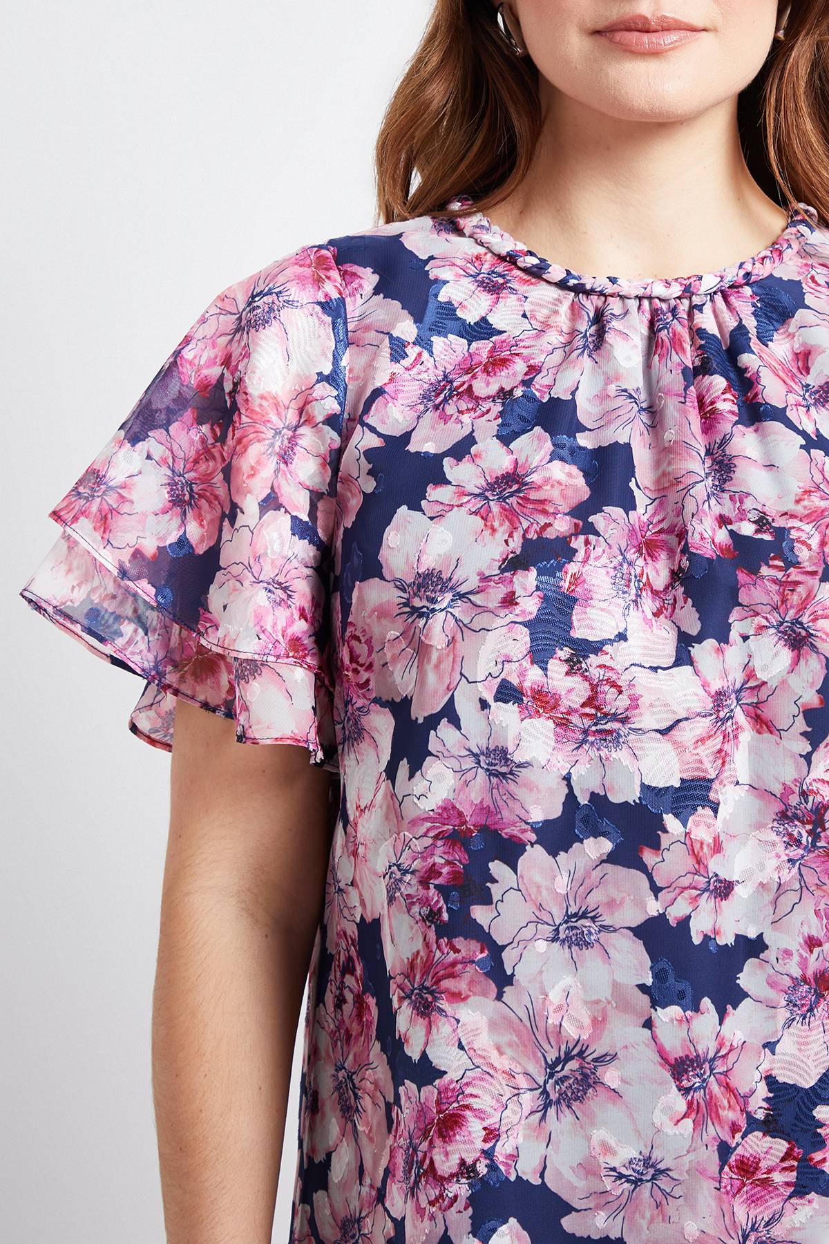 Wallis Robe Droite À Encolure Fleurie