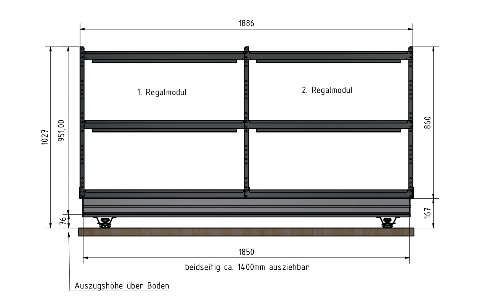 Weih-tec  Load Move R2 Heckgaragen-Regalsystem
