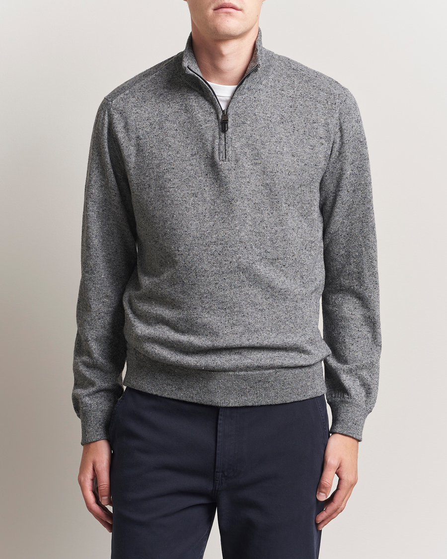 Canali Donegal Half Zip Sweater Grey Melange