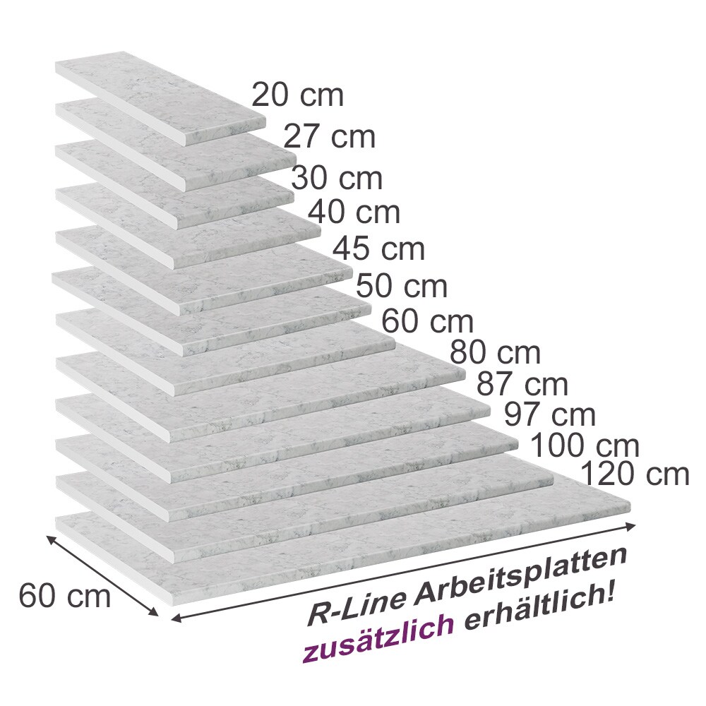 Vicco Küchenarbeitsplatte R-Line Marmor Weiß 50 cm