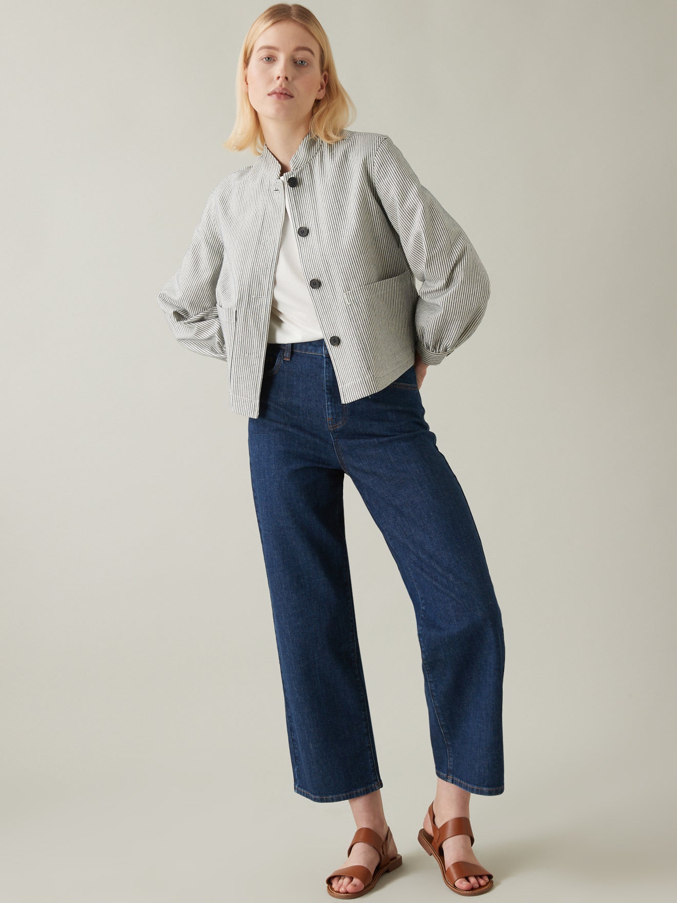 Veste boîte rayée femme