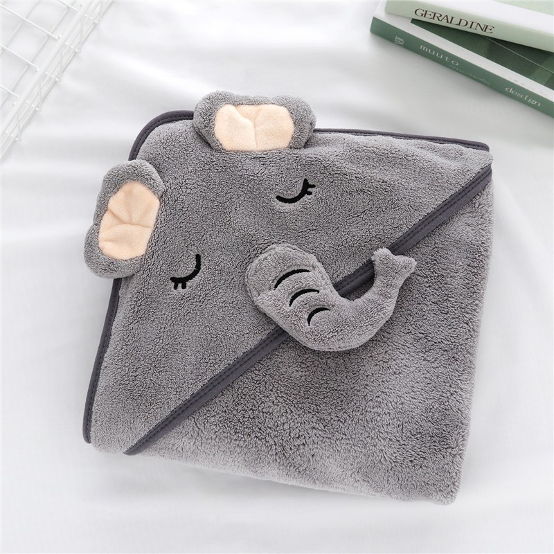 (2er Set) 80x80cm Baby Badehandtuch mit Kapuze - Grau / Blau