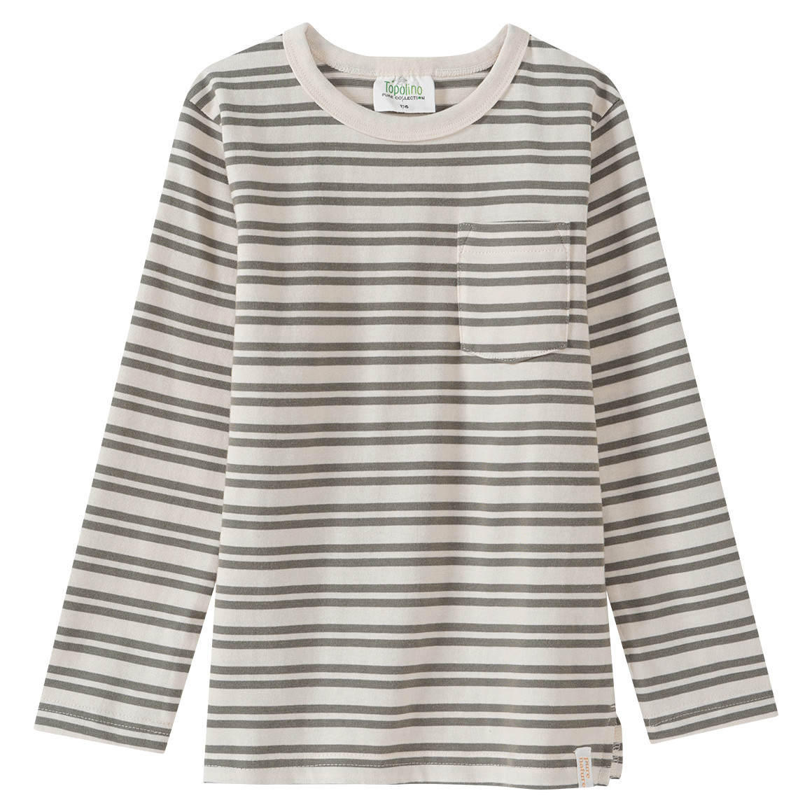 Topolino Pure Collection Jungen Langarmshirt mit Streifen oliv / cremeweiss