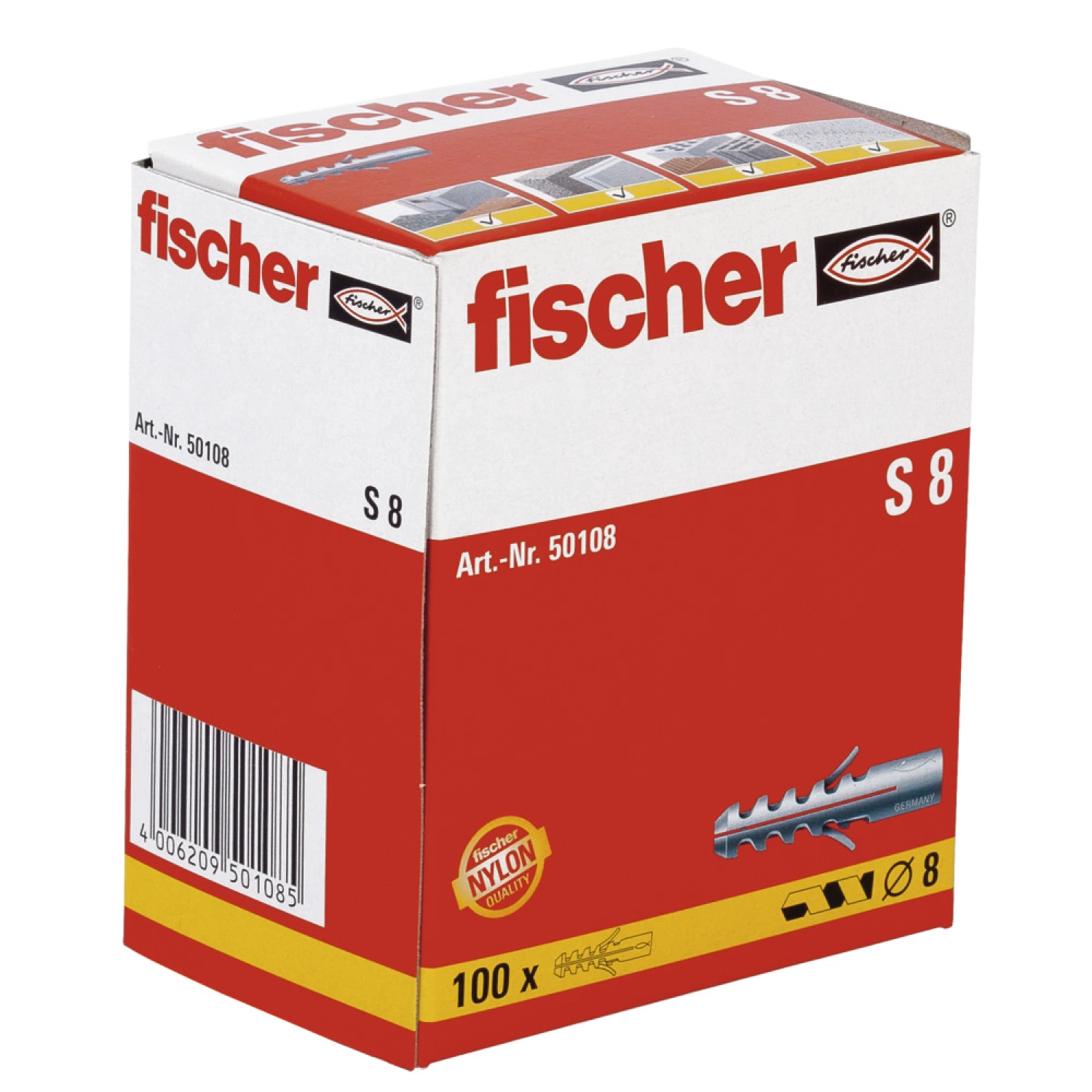 Fischer 50108 S 8 Pluggen - 8 x 40mm (100st)