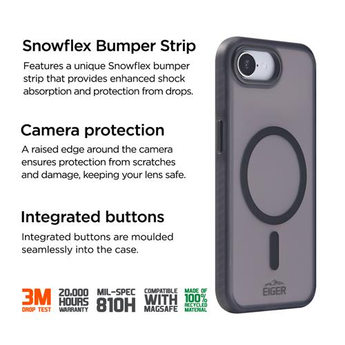 iPhone 16e MagSafe Blizzard Case GRS Schutzhülle aus Recycelten Materialien (EGCA00743) - Schwarz