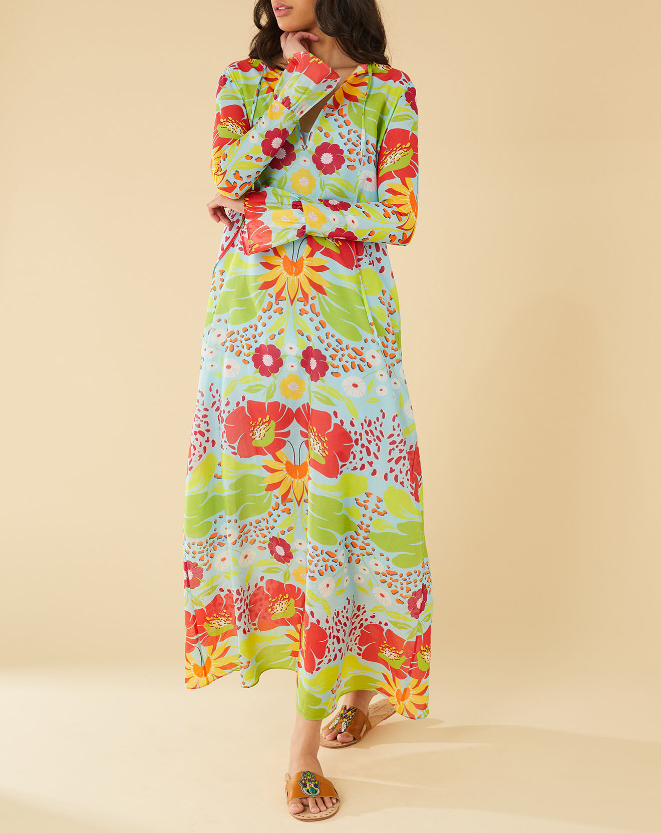 Manoush Robe longue Mexico imprimée bleue