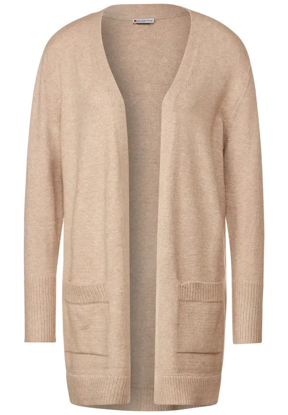 Basic Cardigan mit Taschen - bleached sand melange