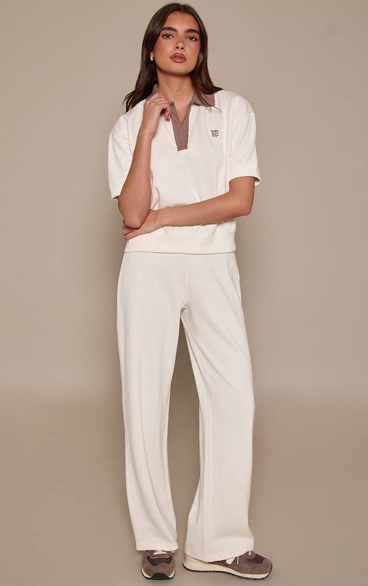 Crème Pantalon Côtelé À Taille Fine