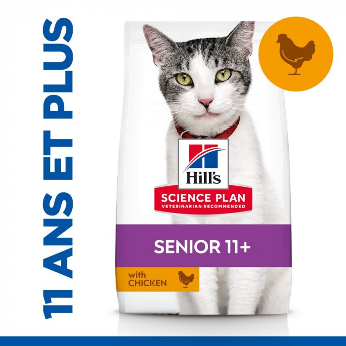 HILL'S Science Plan Senior 11+ au Poulet - Croquettes pour chat