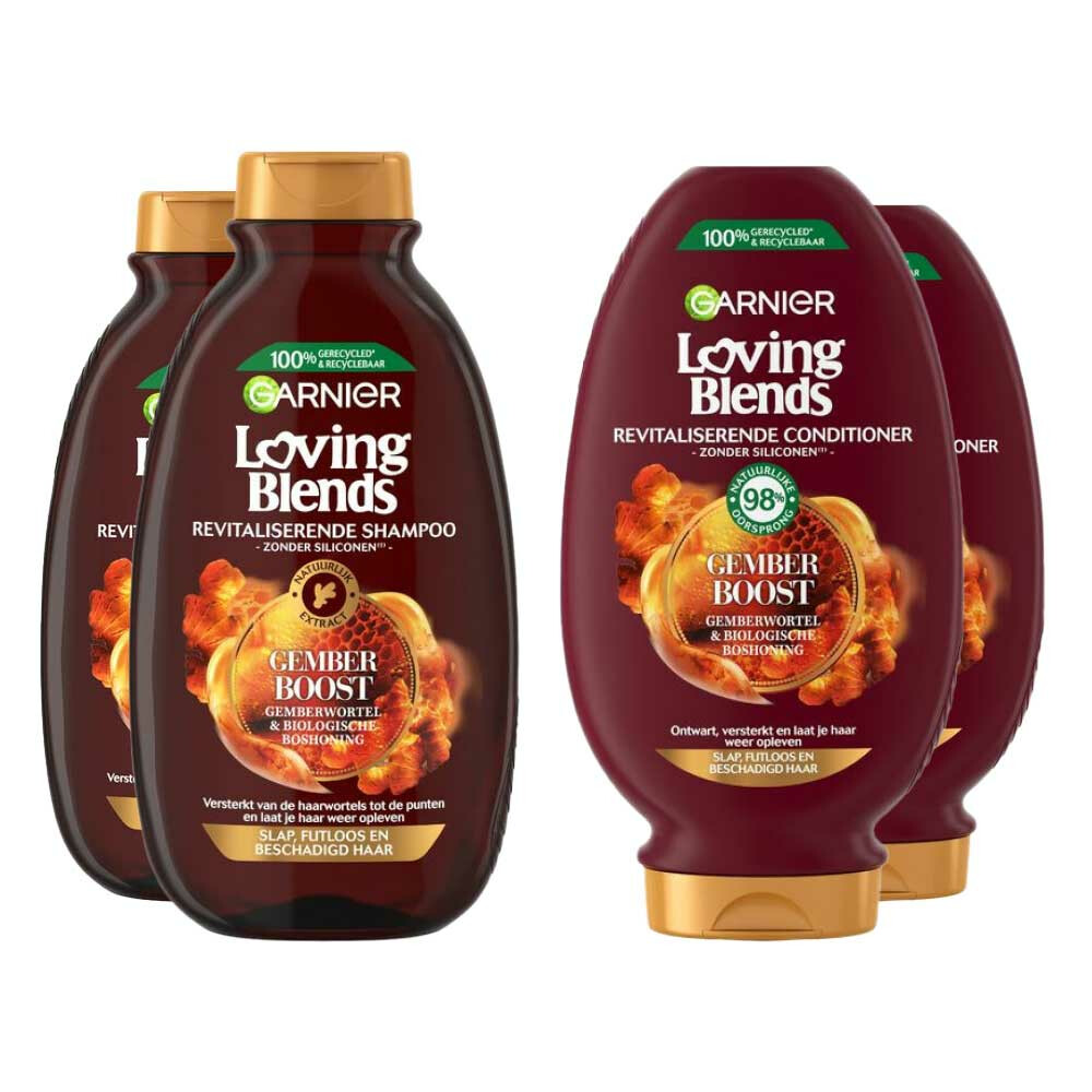 Garnier Loving Blends Gember Boost - Shampoo 2x 300 ml & Conditioner 2x 250 - Pakket