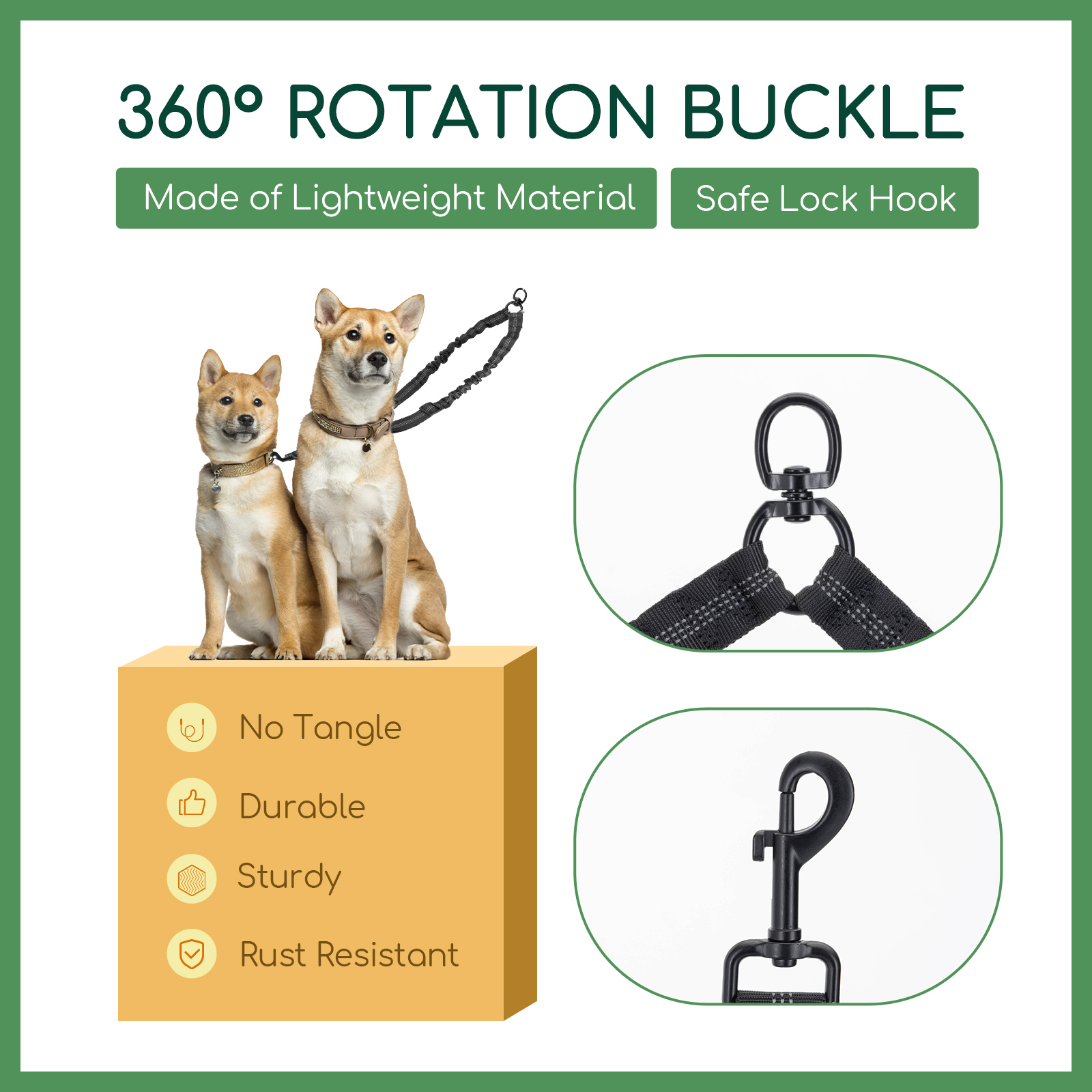 Guia dupla Nobleza para cães, guia dupla antiemaranhamento, acoplador refletor giratório 360° com comprimento ajustável para dois cães, divisor de guia dupla resistente para treinamento e passeio de 2 cães.
