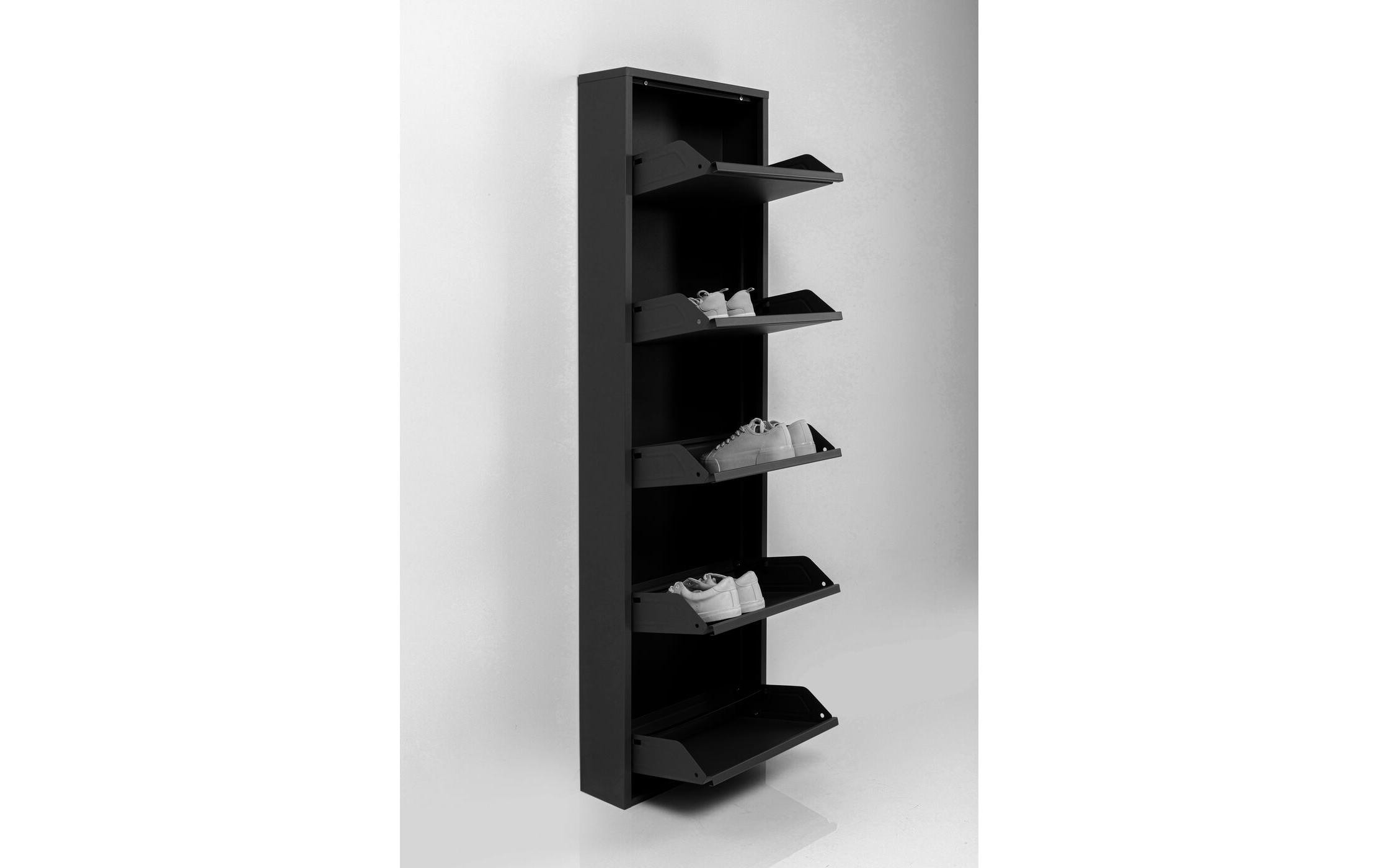 Schuhschrank Caruso 5-er, 50 x 170 cm, Schwarz<br>Schuhschrank