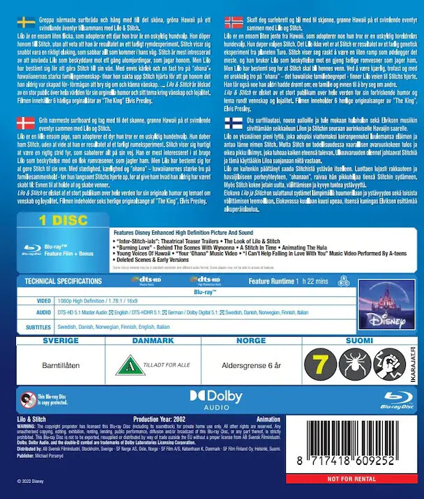 Lilo Og Stitch / Lilo And Stitch - Disney - Blu-Ray