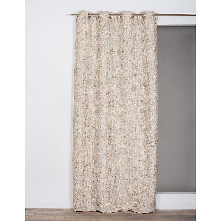 Rideau tamisant Artemis Rocle faux-uni jacquard beige L.260 x l.140 cm
