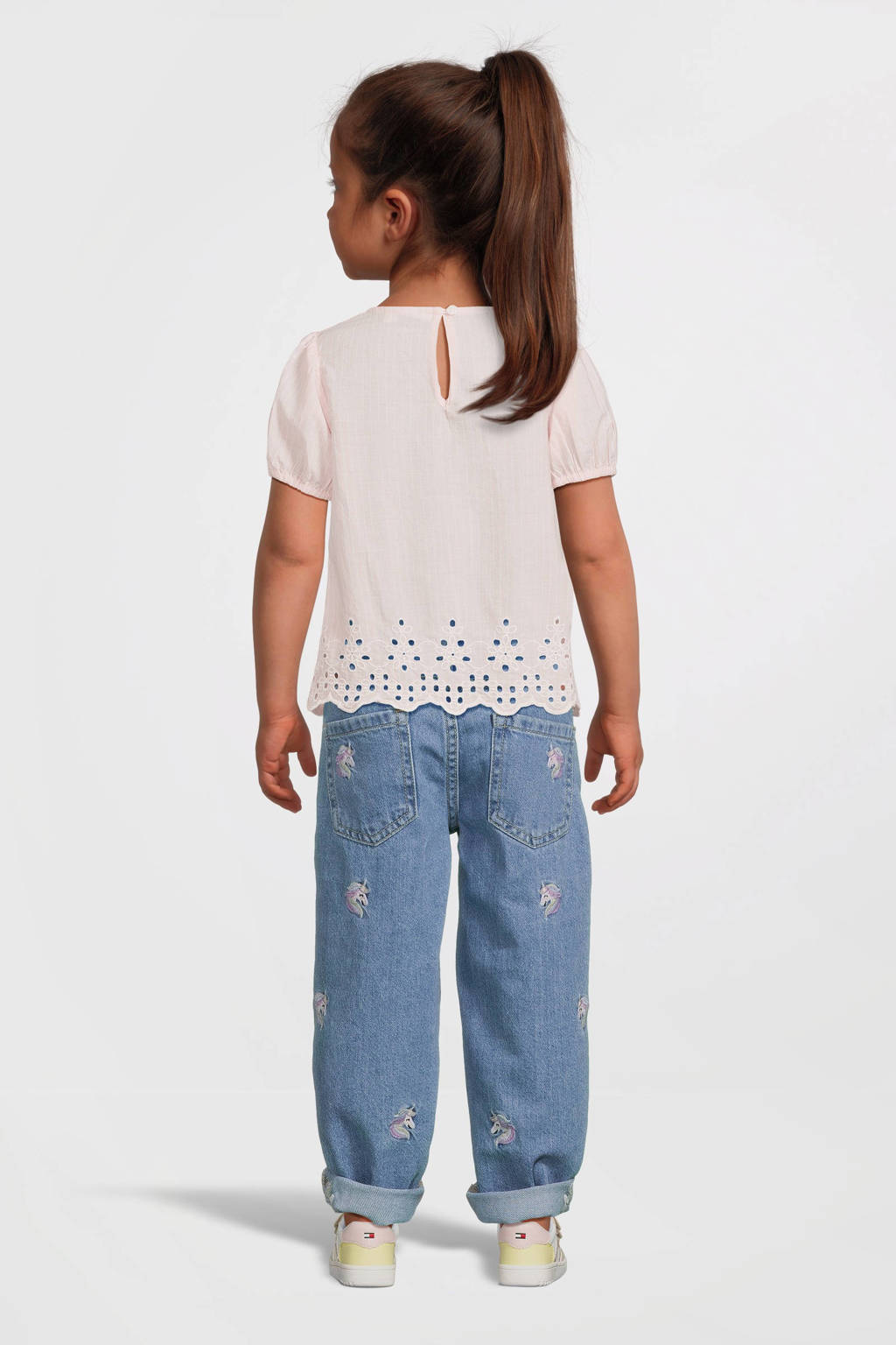 NAME IT loose fit jeans NMFBELLA met eenhoorns light blue denim