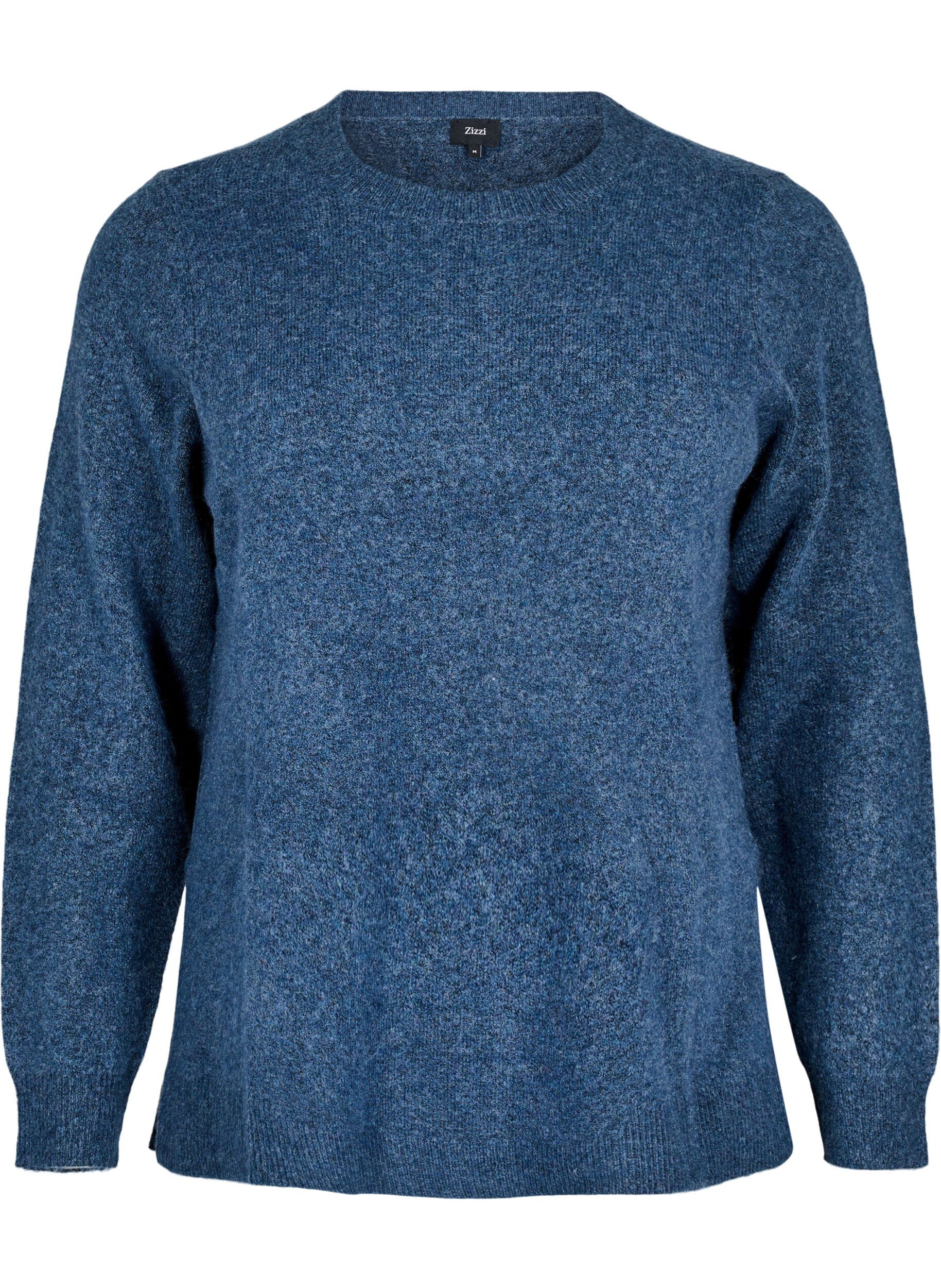 Strikbluse med uld og slidser