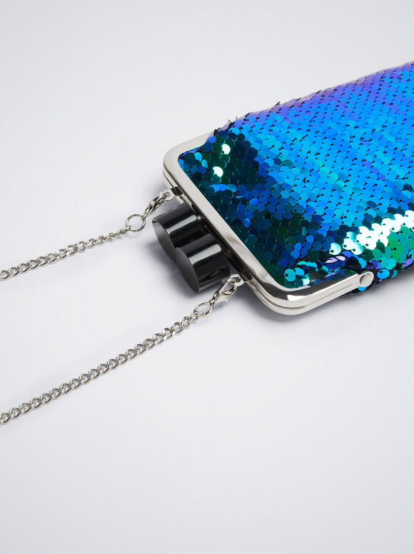 Bolsa para celular com lantejoulas - Verde