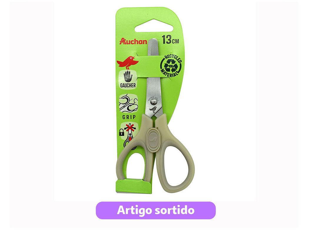TESOURA PARA ESQUERDINOS AUCHAN 13CM CORES SORTIDAS