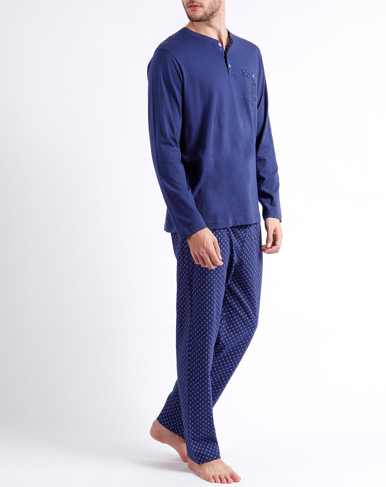 Admas Classic Pyjama T-Shirt Manches Longues & Pantalon bleu