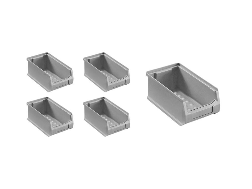 PROREGAL Value Pack 5x Grijze Opbergdoos 2,0 HxBxD 7,5 x 10 x 17,5 cm 0,8 Liter Opbergcontainer
