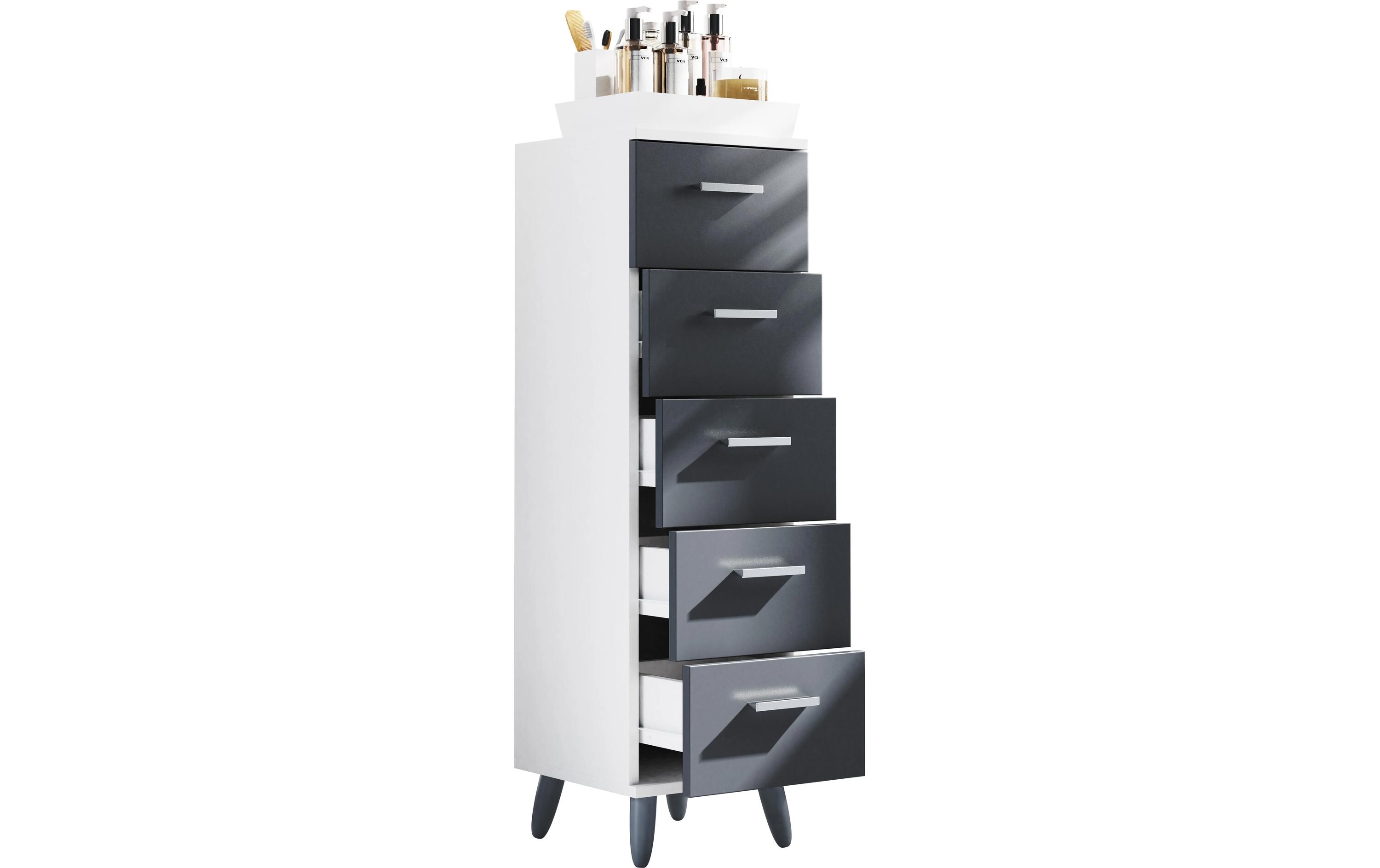 Kommode Landos M 30 x 100 cm, Weiss/Anthrazit<br>Schubladenschrank