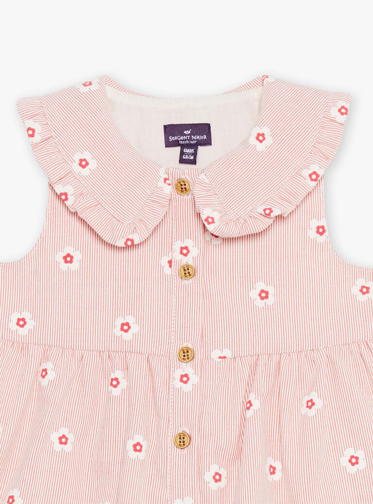 Robe écrue à rayures et fleurs