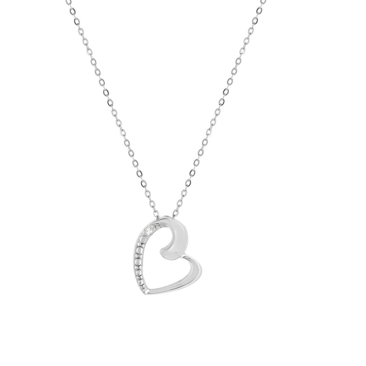 Collier or 375 blanc diamant 45 cm