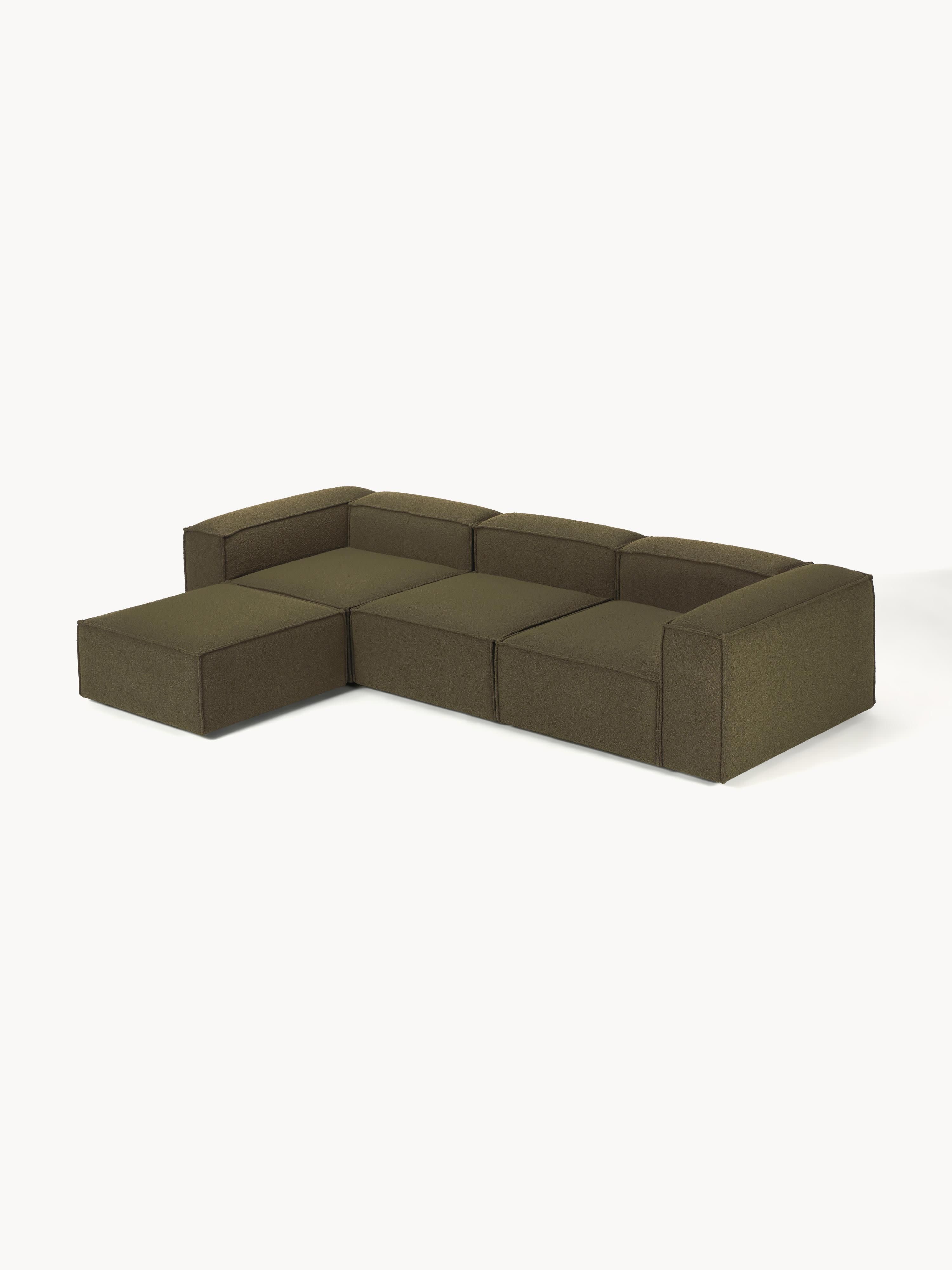 Lennon 4-zits modulaire bank in bouclé met poef (links/rechts)