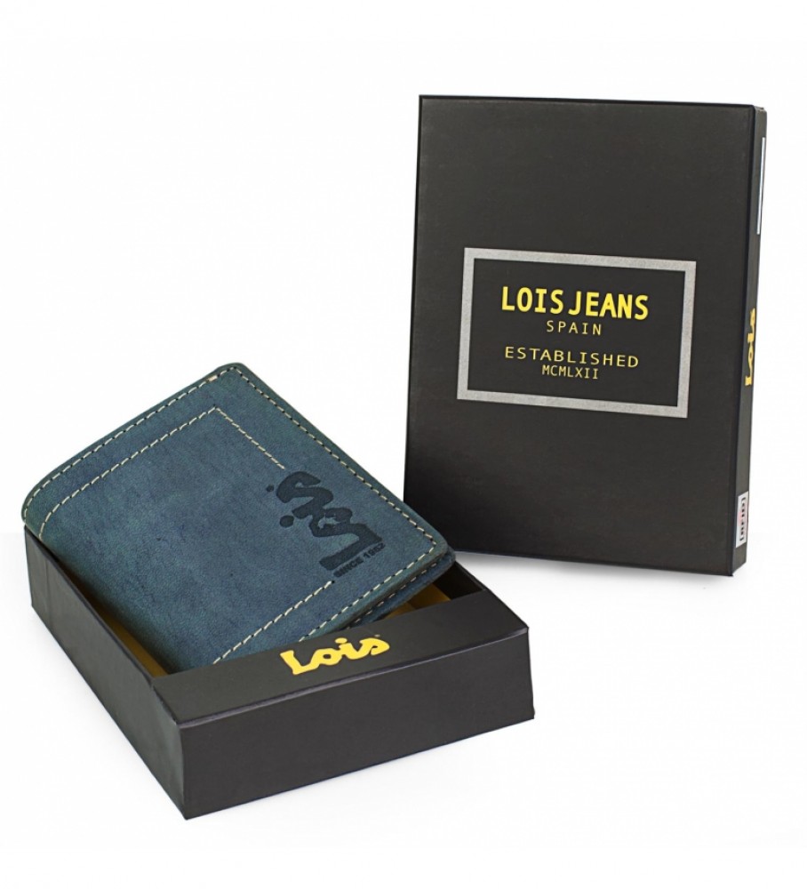 Carteira de couro Lois 201520 Azul - 9 x 11 cm -