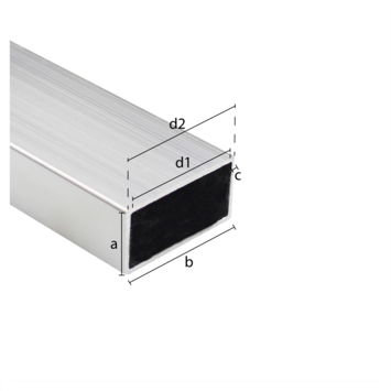 Buis rechthoekig aluminium brut 40x20x2000x1,5mm