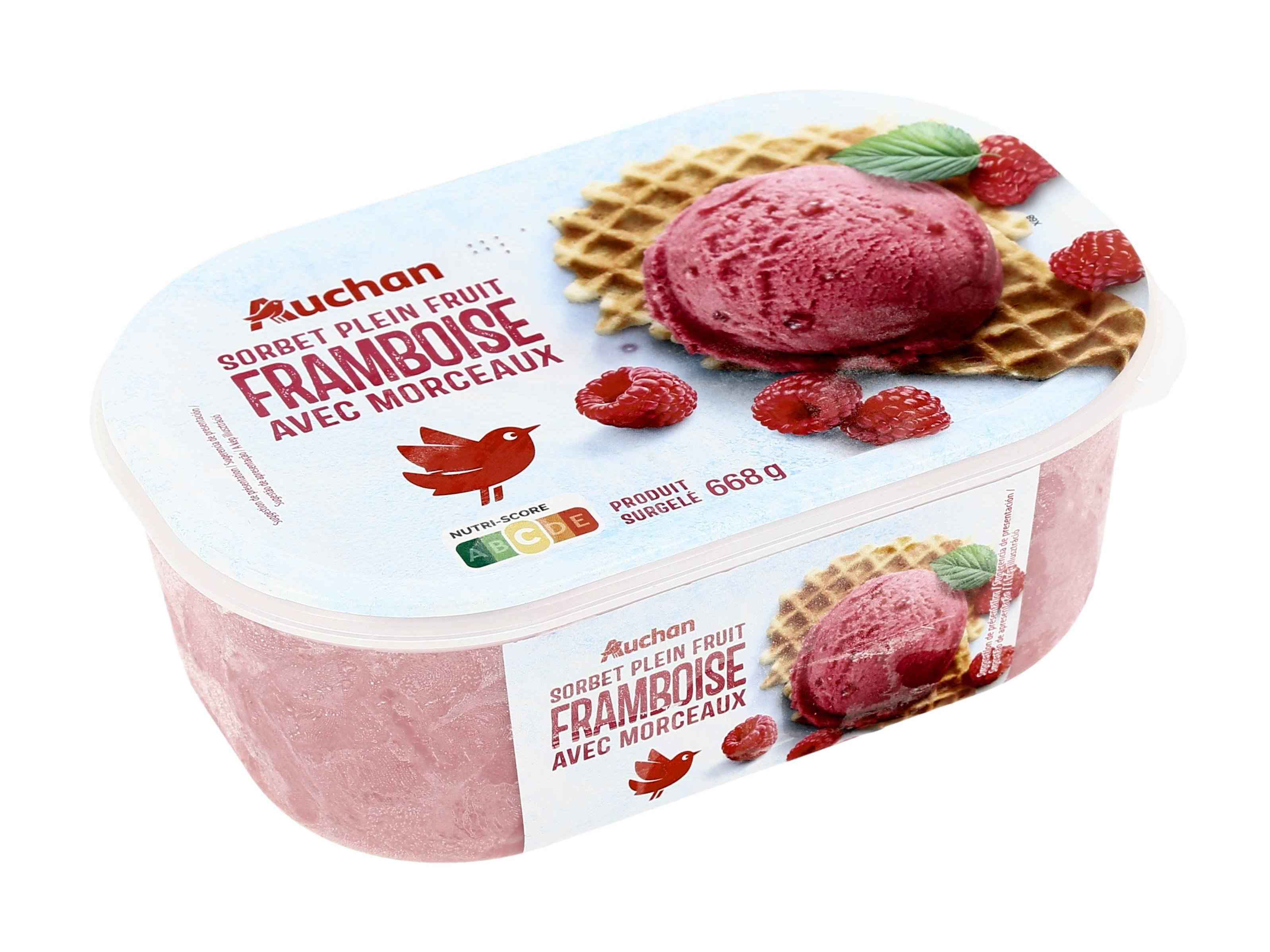 SORBET AUCHAN FRAMBOESA COM PEDAÇOS 1L