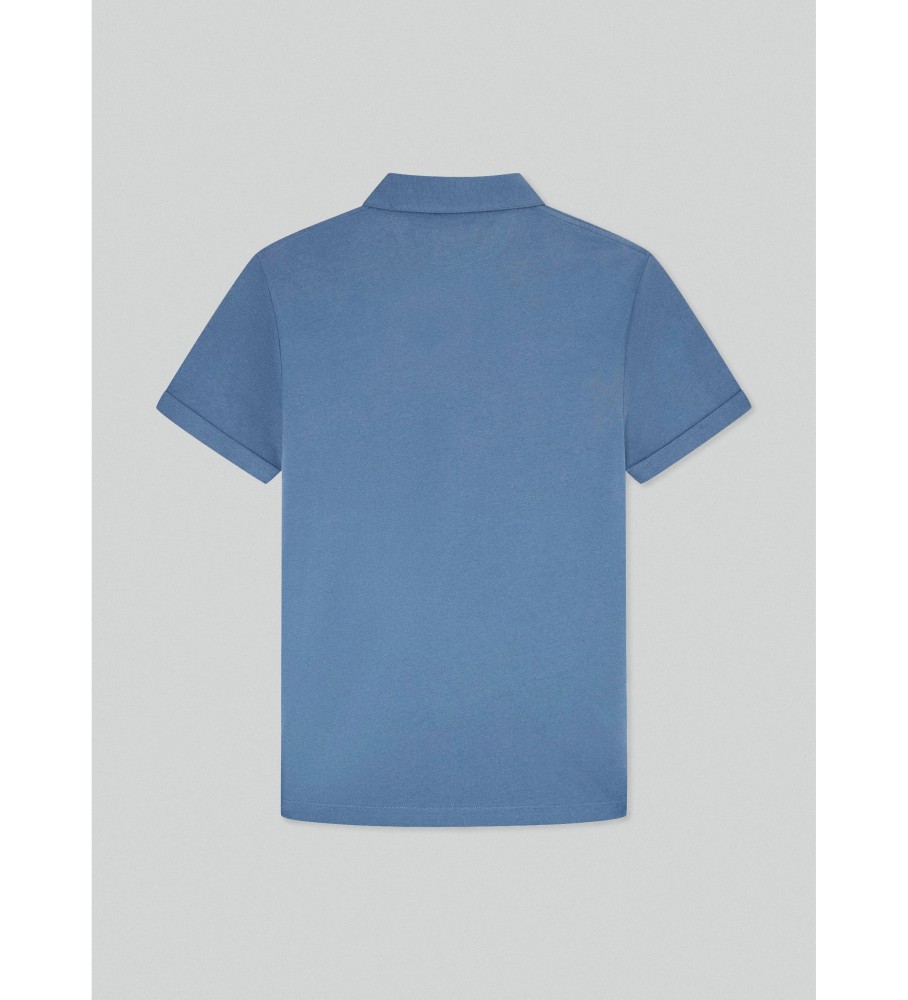 Camisa polo Hackett em algodão Pima azul
