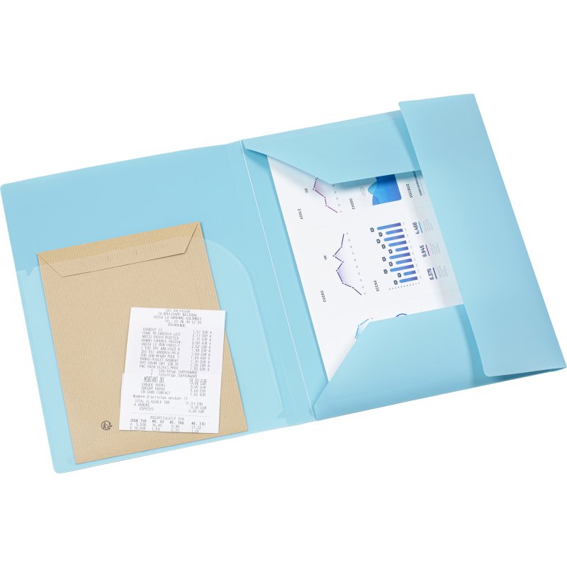Chemise à élastique 3 rabats A4 polypropylène - MINERAL VIQUEL  - Coloris assortis