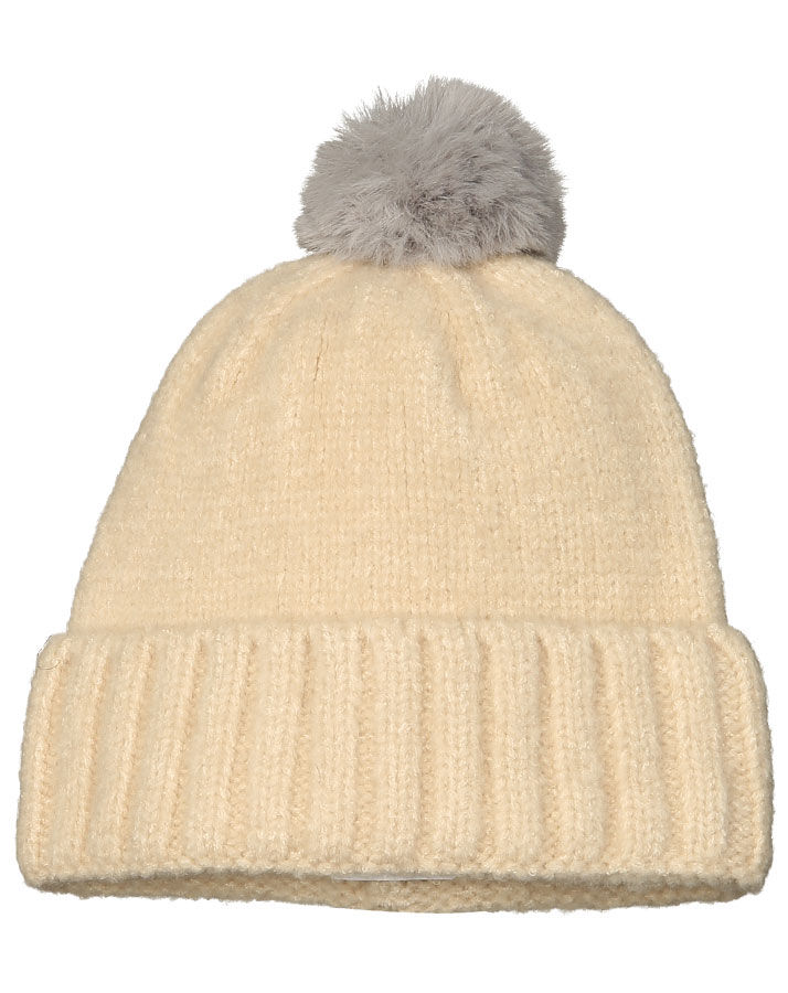 Wintermütze CHIC mit Kunstfellbommel in beige