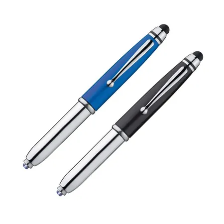 Macma Touchpen Kugelschreiber mit LED Licht & Touchscreenstift, 2 Stück je 1x blau + schwarz