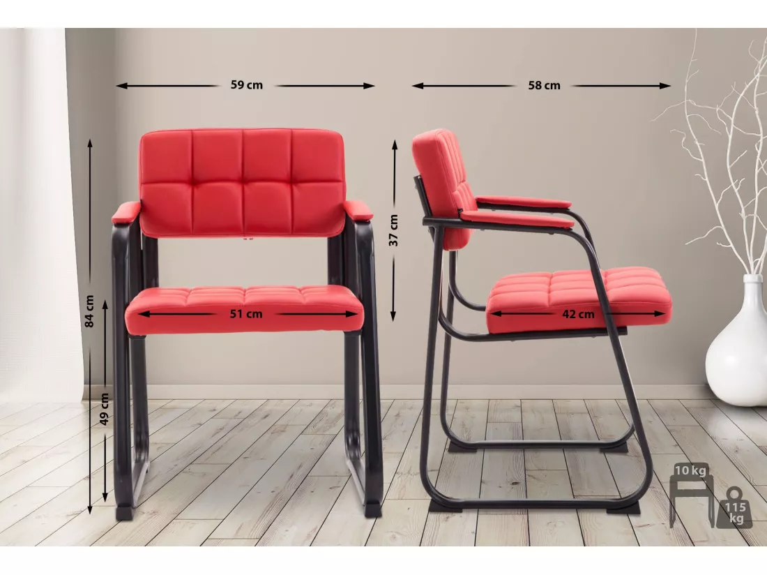 Chaise gondole - Similicuir & Métal noir mat - Rouge - Canada B