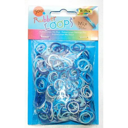 Folia Rubber Loops 500 Stück + 25 Clips und Häkelnadel, blau