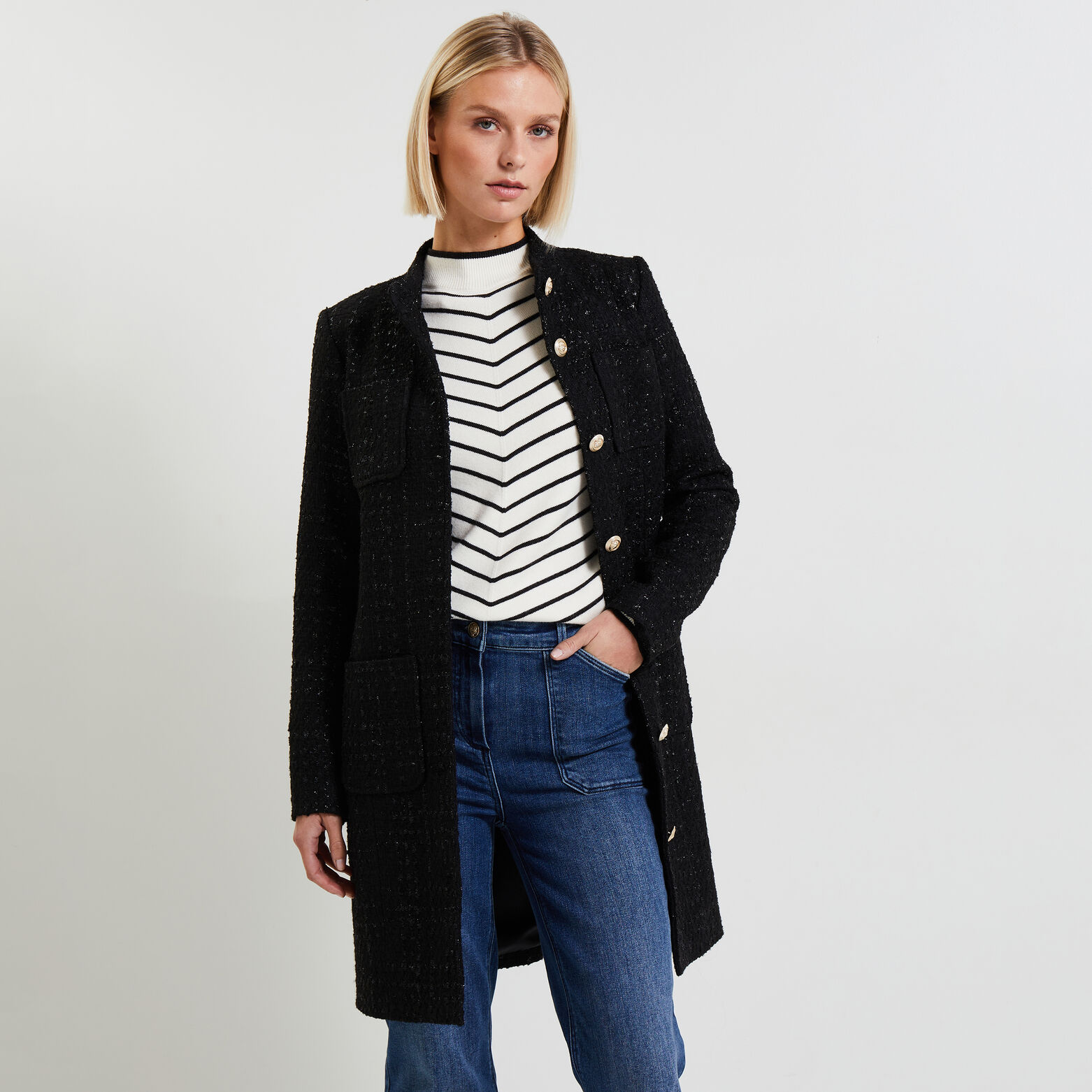 Manteau tweed femme