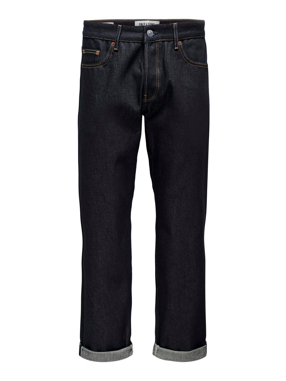 ONSEDGE Mittlere Taille Gerade geschnitten Jeans Dark Blue Denim