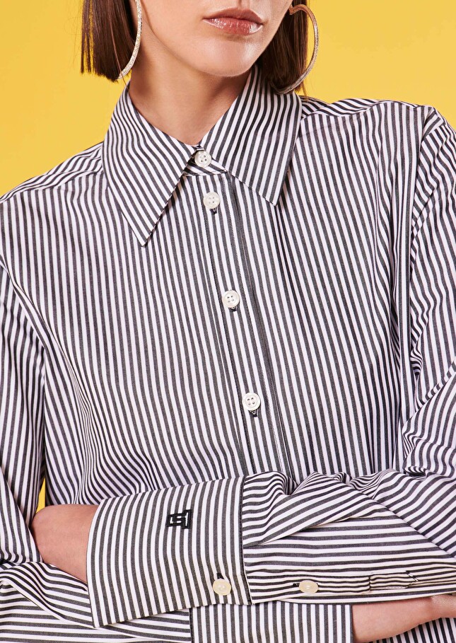 Chemise Clarencenoire à rayures en popeline
