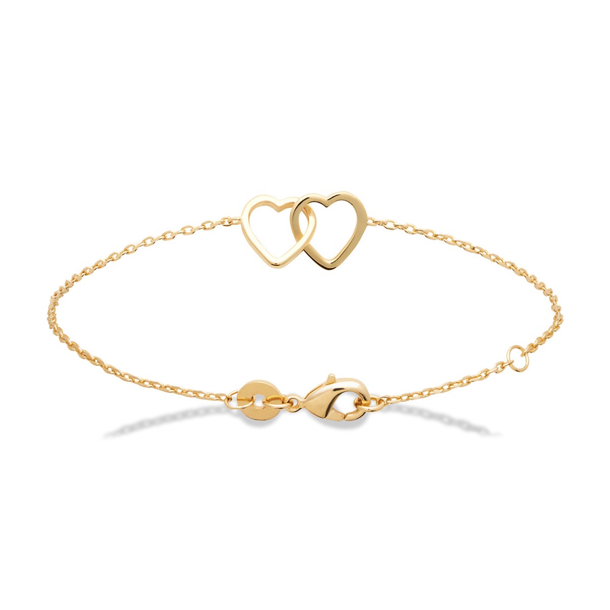 Bracelet Brillaxis plaqué or coeurs entrelacés