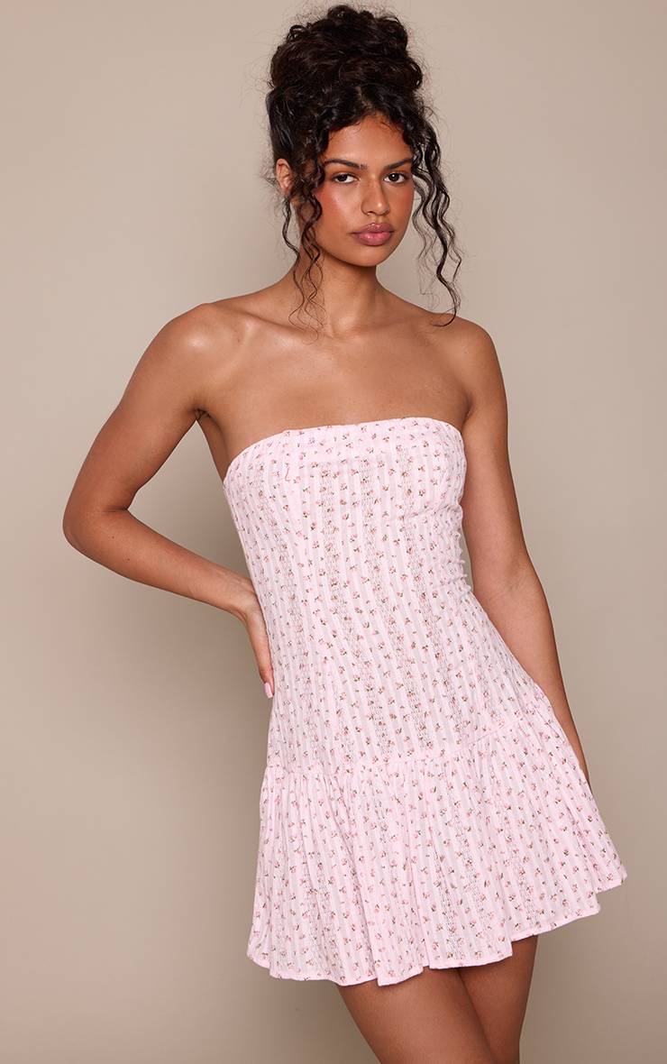 Rose Bébé Robe Droite À Volants Imprimé Fleuri Ditsy Bandeau