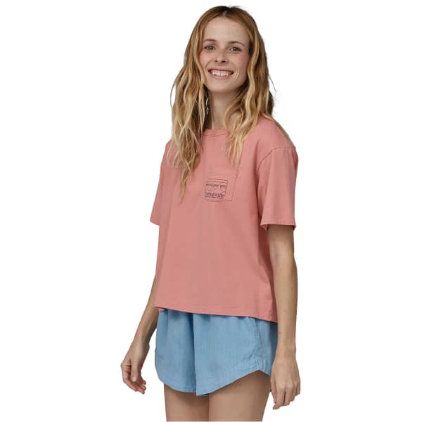 T-shirt PATAGONIA W'S '73 SKYLINE ORGANIC EASY CUT POCKET TEE SUNFADE PINK