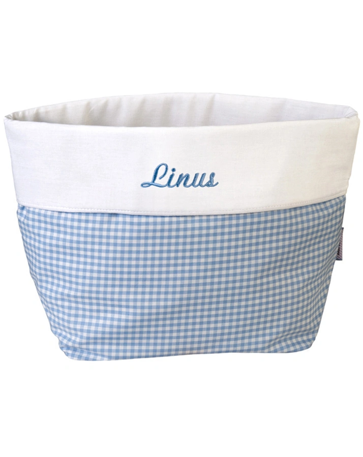 Personalisierter Stoffkorb NOSTALGIE hellblau (Farbe: rosa)